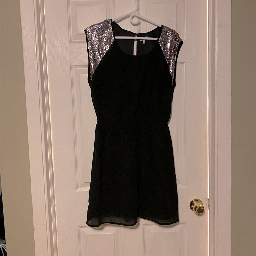 Black dress with silver sequin detail